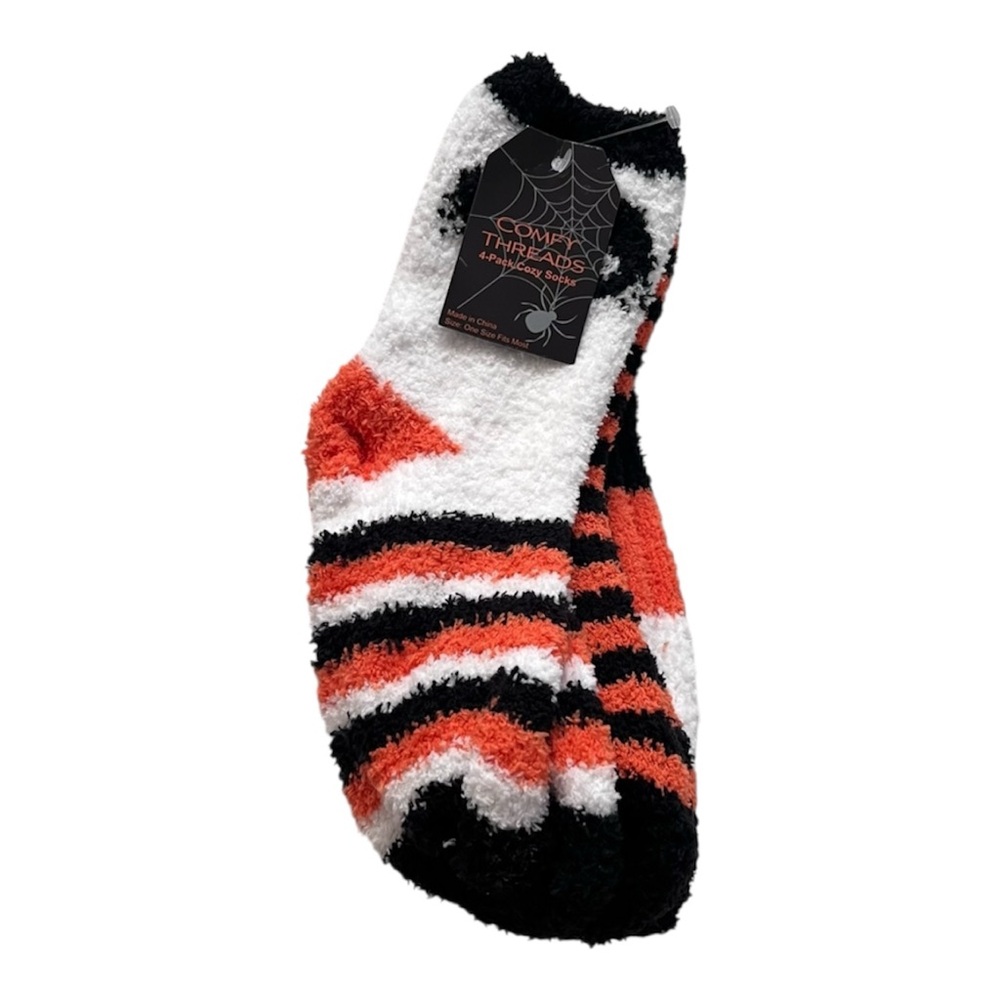 Halloween Striped Socks - Black, Orange, and White